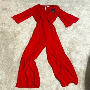 Long sleeve red jumpsuit
